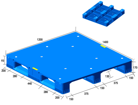 1412平板川字塑料托盤(pán)